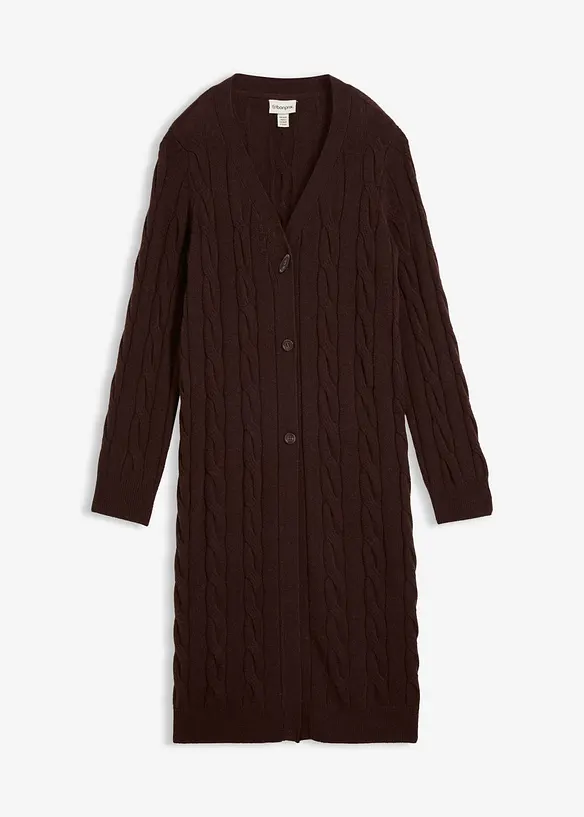 L&aring;ng cardigan i bomull och ull, bonprix