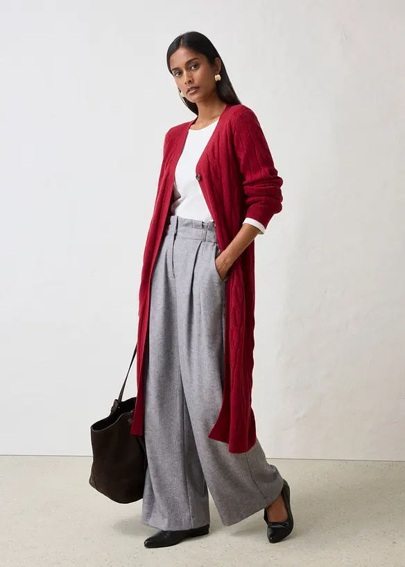 L&aring;ng cardigan i bomull och ull, bonprix