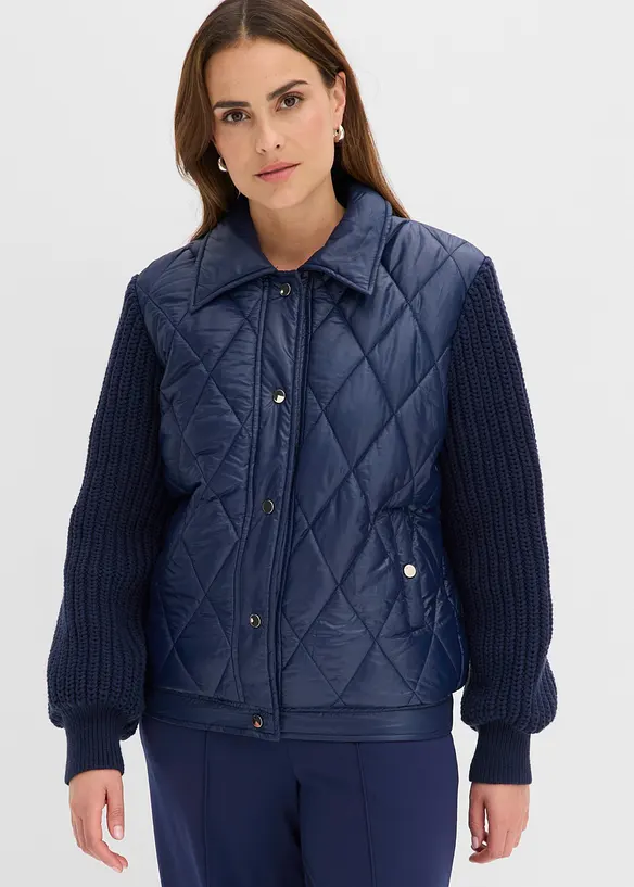 Quiltad blusjacka med stickade &auml;rmar, vattenavvisande, bonprix