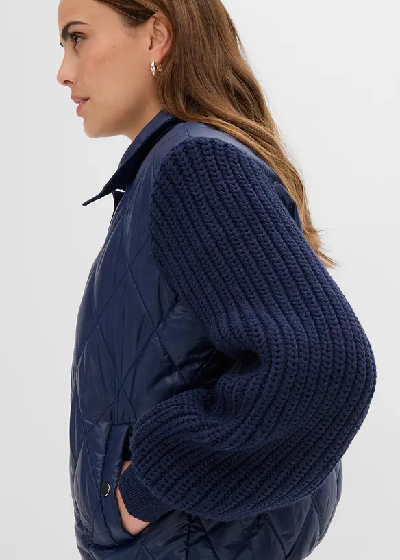 Quiltad blusjacka med stickade &auml;rmar, vattenavvisande, bonprix