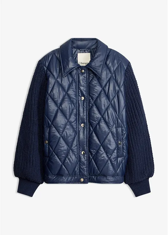 Quiltad blusjacka med stickade &auml;rmar, vattenavvisande, bonprix