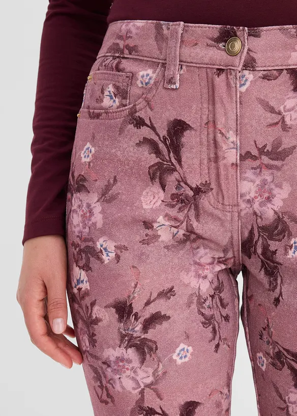 Twillbyxa med blomm&ouml;nster, bonprix