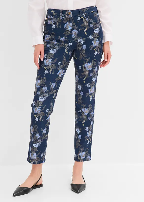 Twillbyxa med blomm&ouml;nster, bonprix