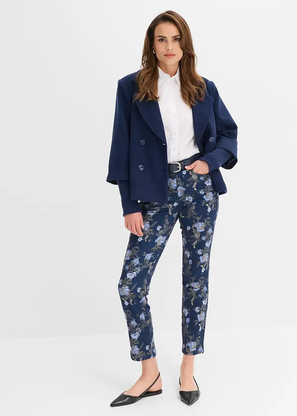 Twillbyxa med blomm&ouml;nster, bonprix