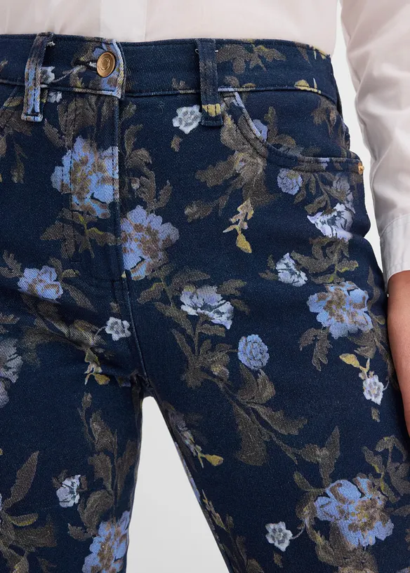 Twillbyxa med blomm&ouml;nster, bonprix