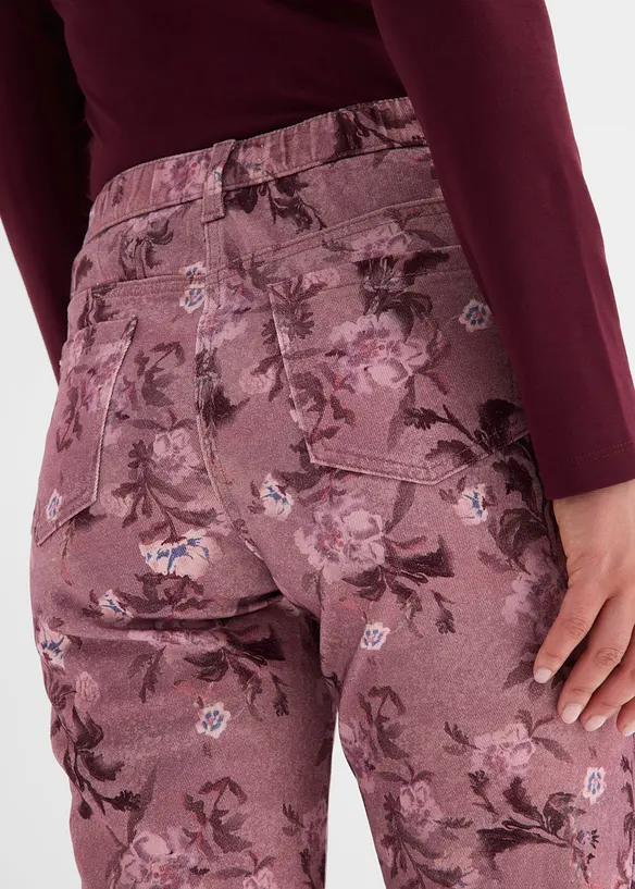 Twillbyxa med blomm&ouml;nster, bonprix