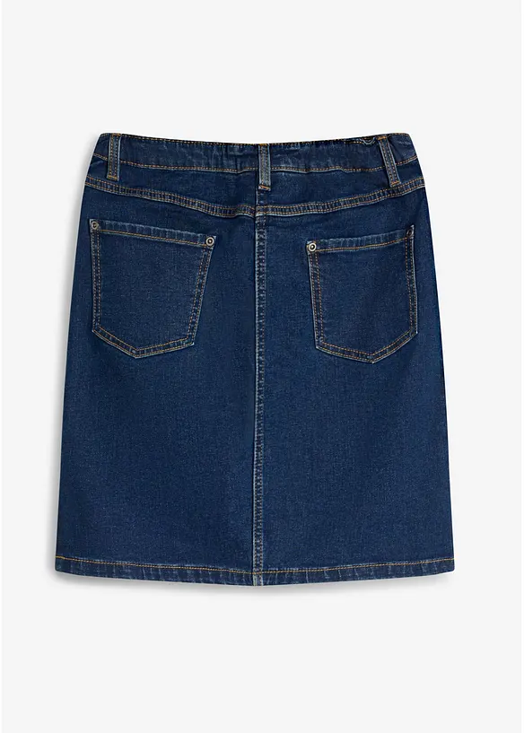 Jeanskjol i elastisk bomullsmix, Mid Waist, bonprix