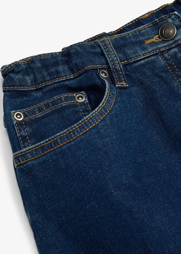 Jeanskjol i elastisk bomullsmix, Mid Waist, bonprix