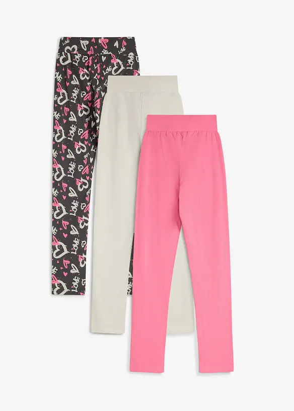 Leggings i ekologisk bomull med stretch (3-pack), bonprix
