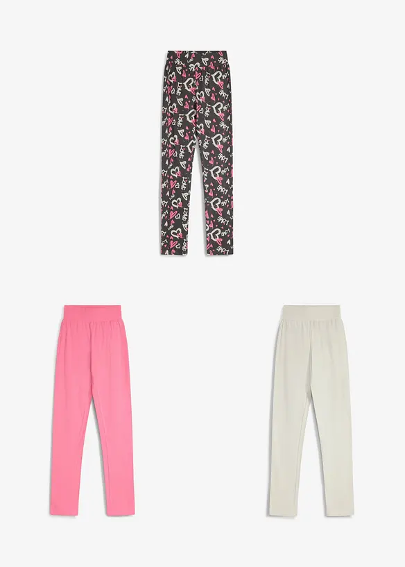 Leggings i ekologisk bomull med stretch (3-pack), bonprix