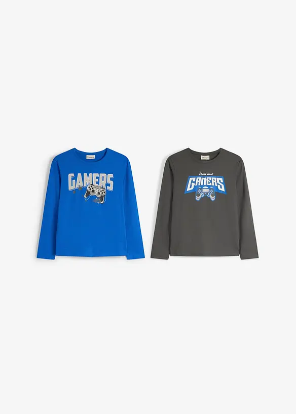 L&aring;ng&auml;rmad T-shirt i ekologisk bomull (2-pack), bonprix