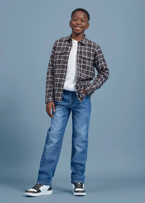 Regular Fit Stretch Jeans med reglerbar midja, Straight, bonprix