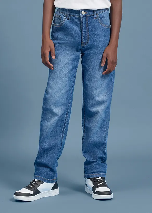 Regular Fit Stretch Jeans med reglerbar midja, Straight, bonprix