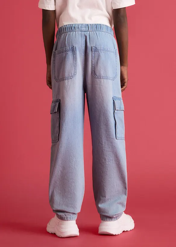 Dra p&aring;-jeans i Loose Fit med cargofickor, Straight, bonprix