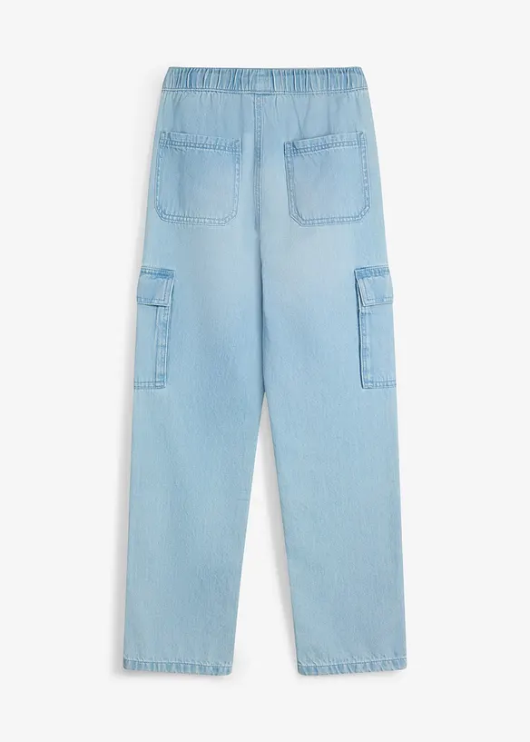 Dra p&aring;-jeans i Loose Fit med cargofickor, Straight, bonprix