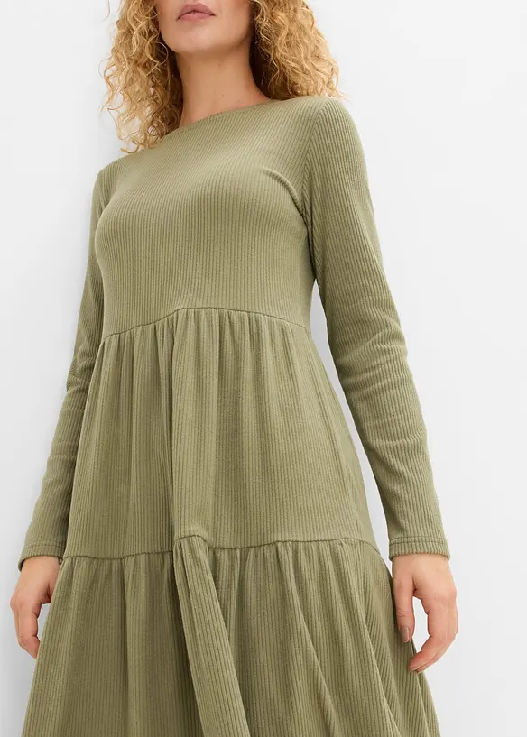 Ribbad midikl&auml;nning med stretch, bonprix