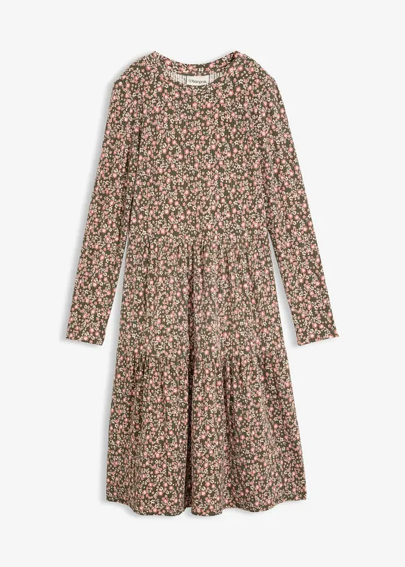 Ribbad midikl&auml;nning med stretch, bonprix