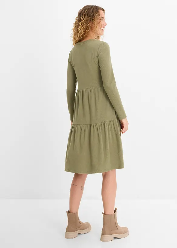 Ribbad midikl&auml;nning med stretch, bonprix