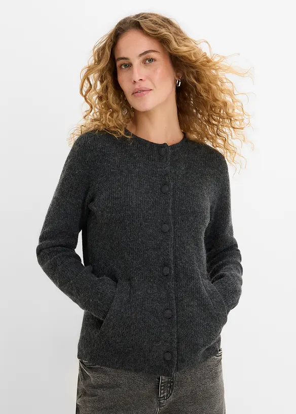 Ribbstickad cardigan, bonprix