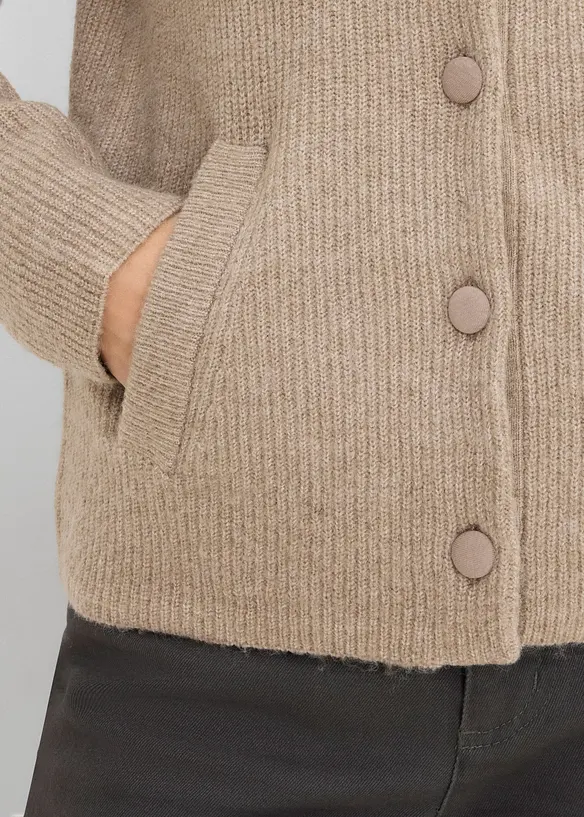 Ribbstickad cardigan, bonprix