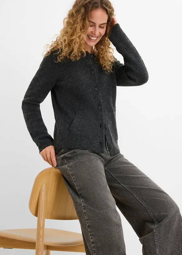 Ribbstickad cardigan, bonprix