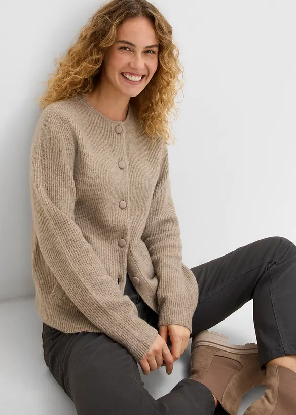 Ribbstickad cardigan, bonprix