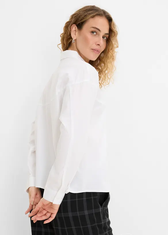 Skjortblus i bomullsmix, bonprix