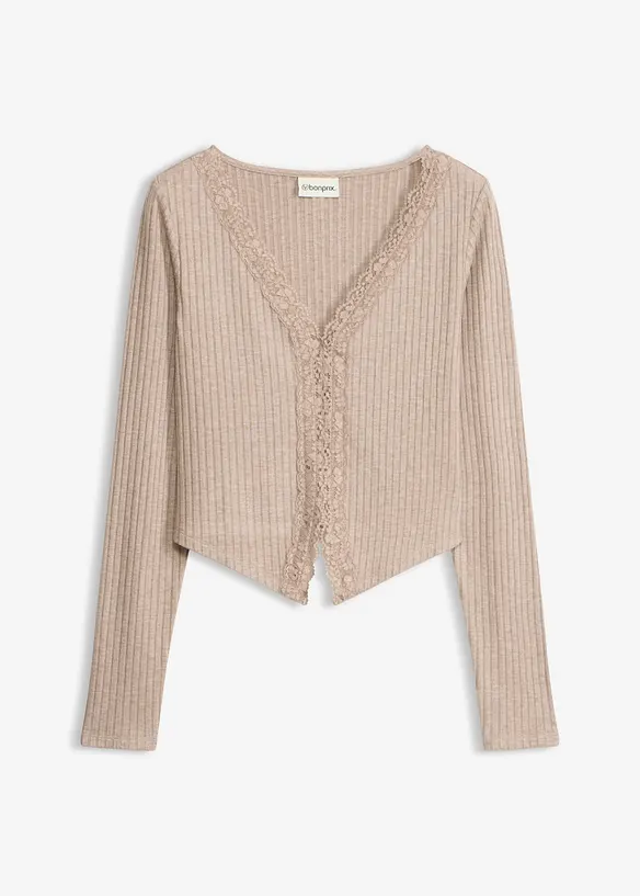Ribbstickad topp, bonprix