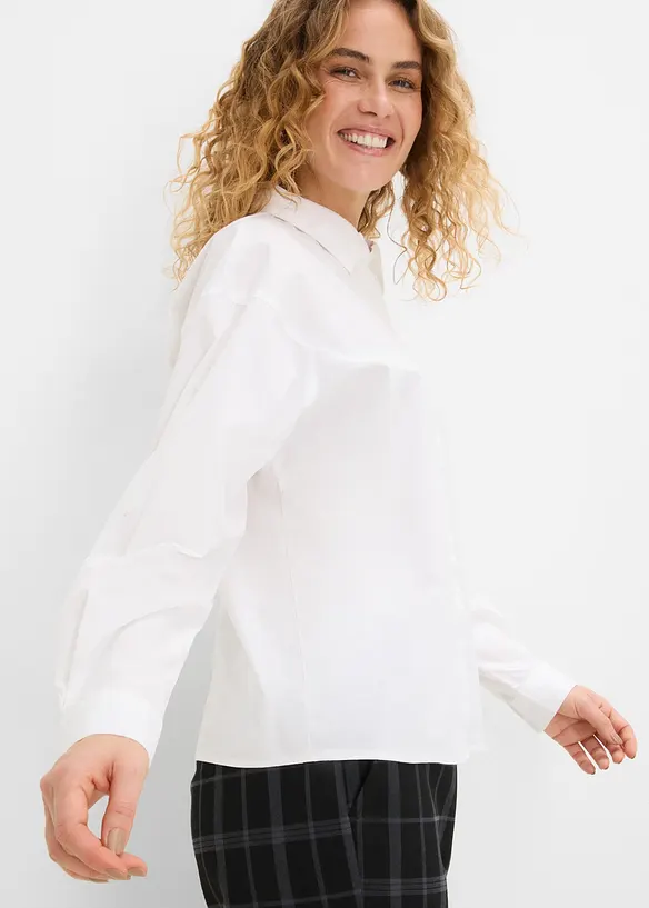 Skjortblus i bomullsmix, bonprix