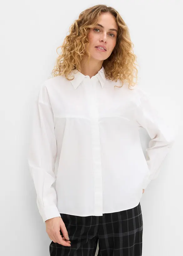 Skjortblus i bomullsmix, bonprix