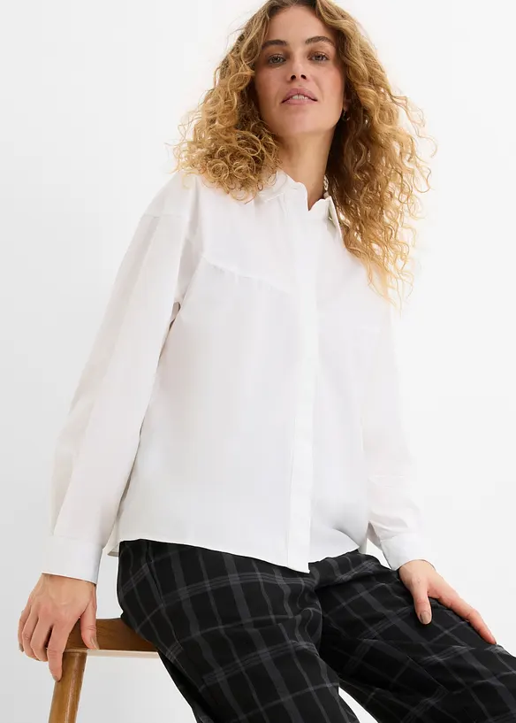 Skjortblus i bomullsmix, bonprix