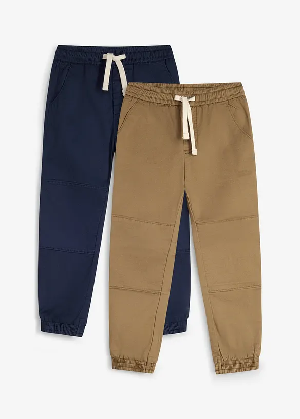 Dra-p&aring; byxa i regular fit med mjuk bomull (2-pack), bonprix