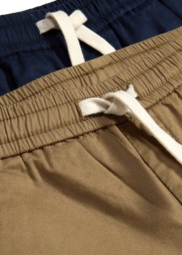 Dra-p&aring; byxa i regular fit med mjuk bomull (2-pack), bonprix