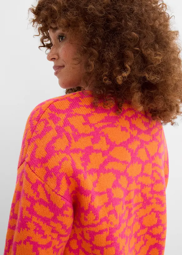 Grovstickad cardigan i vid modell, bonprix