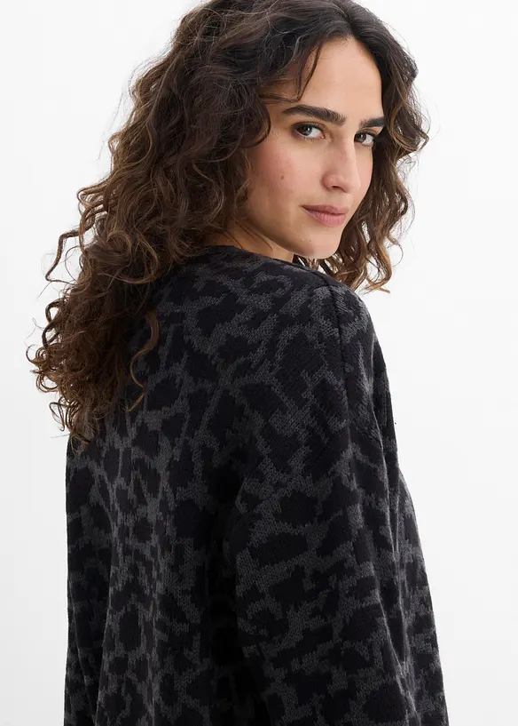 Grovstickad cardigan i vid modell, bonprix