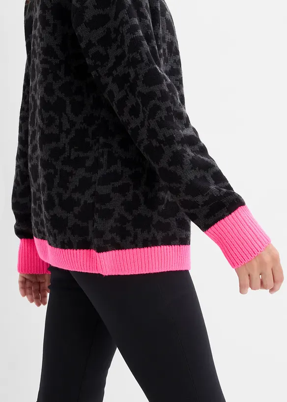 Grovstickad cardigan i vid modell, bonprix