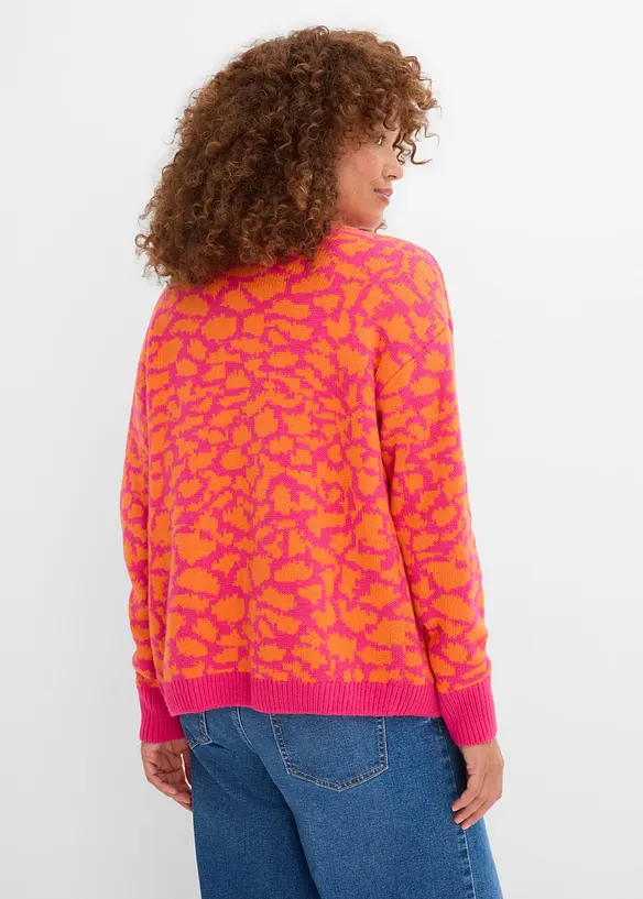 Grovstickad cardigan i vid modell, bonprix