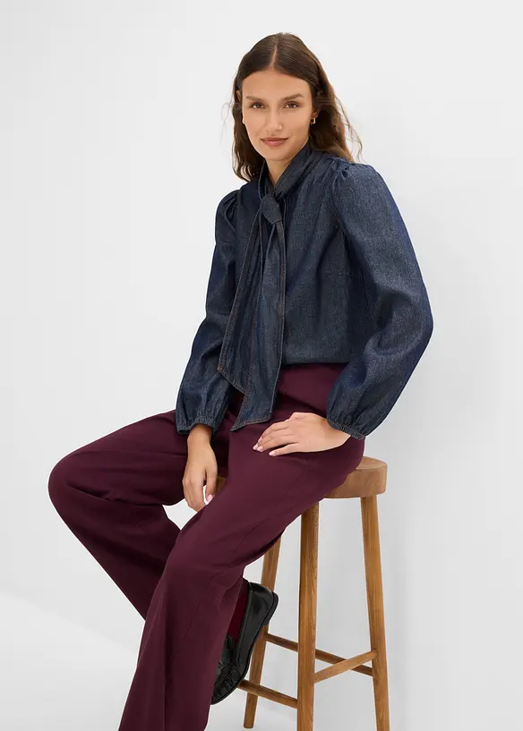 Jeansblus av ekologisk bomull, bonprix