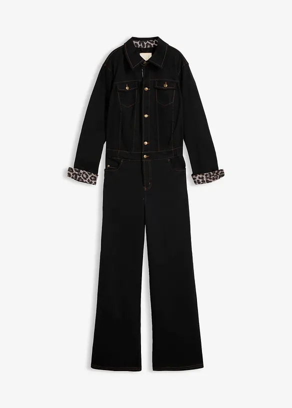 Jumpsuit i twill av bomullsstretch med bekv&auml;m midja, bonprix
