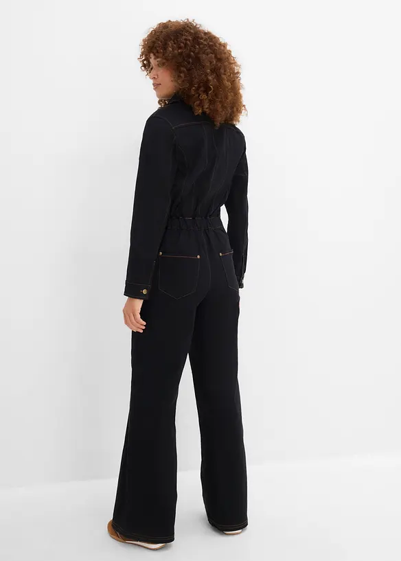 Jumpsuit i twill av bomullsstretch med bekv&auml;m midja, bonprix