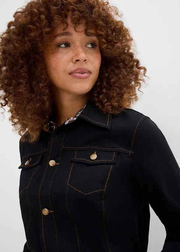 Jumpsuit i twill av bomullsstretch med bekv&auml;m midja, bonprix