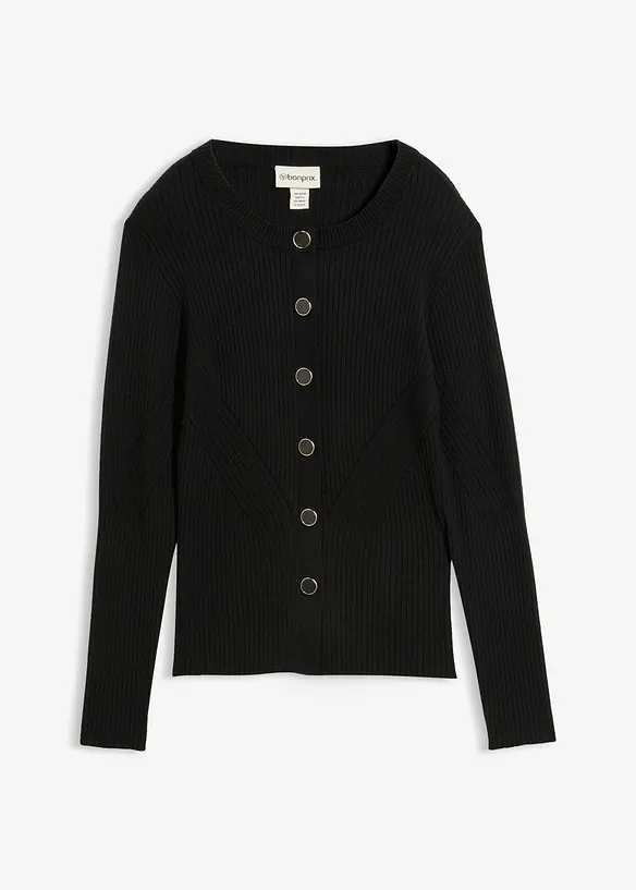 Finstickad cardigan i viskosmix, bonprix