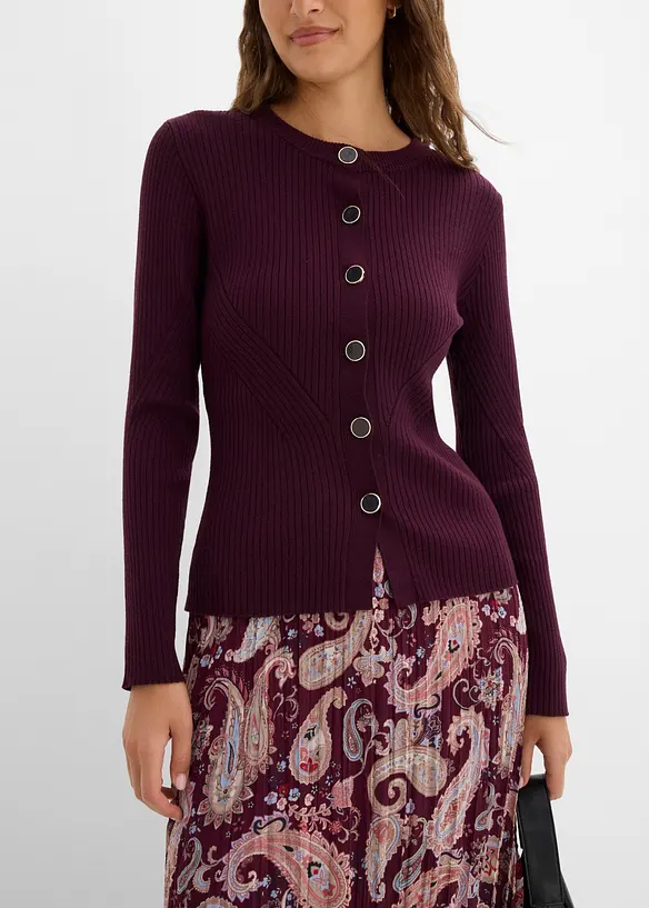Finstickad cardigan i viskosmix, bonprix