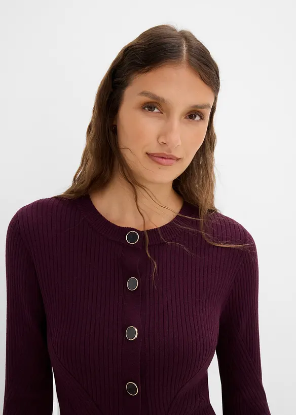 Finstickad cardigan i viskosmix, bonprix