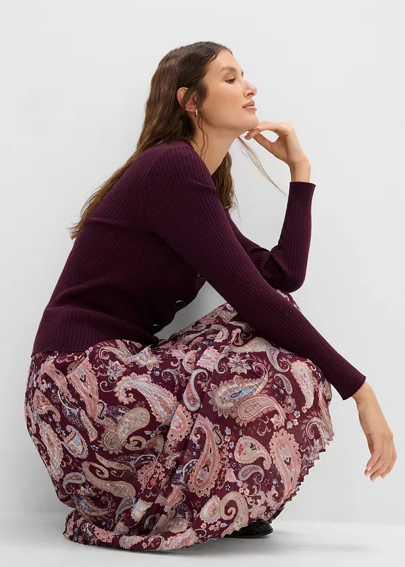Finstickad cardigan i viskosmix, bonprix