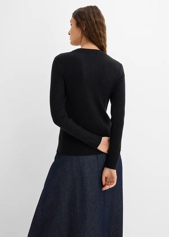 Finstickad cardigan i viskosmix, bonprix