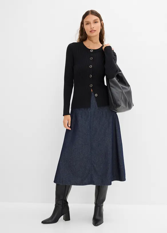 Finstickad cardigan i viskosmix, bonprix