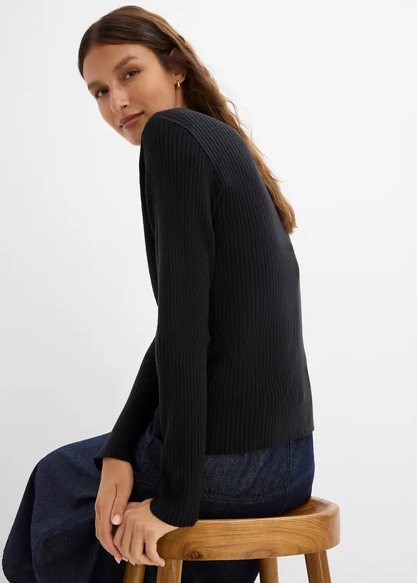 Finstickad cardigan i viskosmix, bonprix