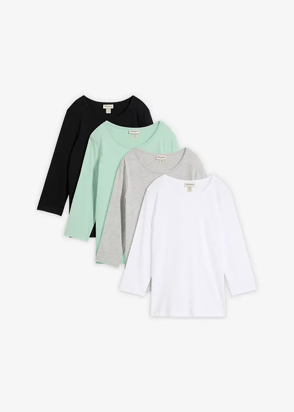 Topp med 3/4-&auml;rmar (4-pack), bonprix