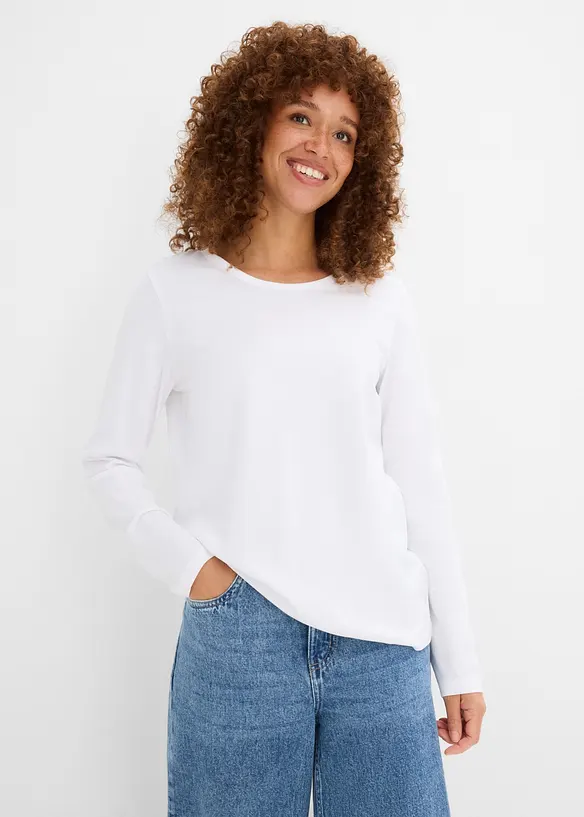 L&aring;ng&auml;rmad topp i ekologisk bomull (3-pack), bonprix